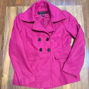 Apostrophe Fuchsia Double-Breasted Pea Coat